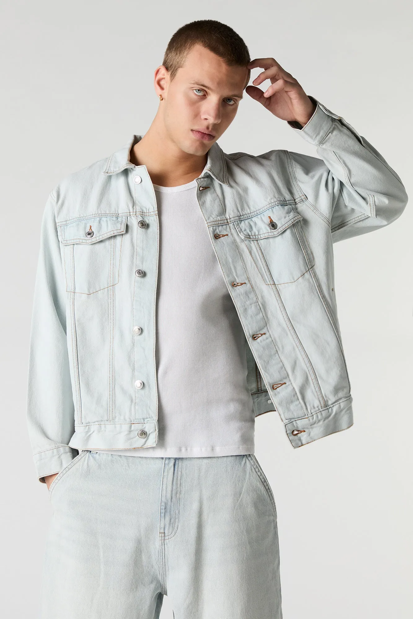Denim Trucker Relaxed Jacket sold by Urban Planet product image thumbnail 4