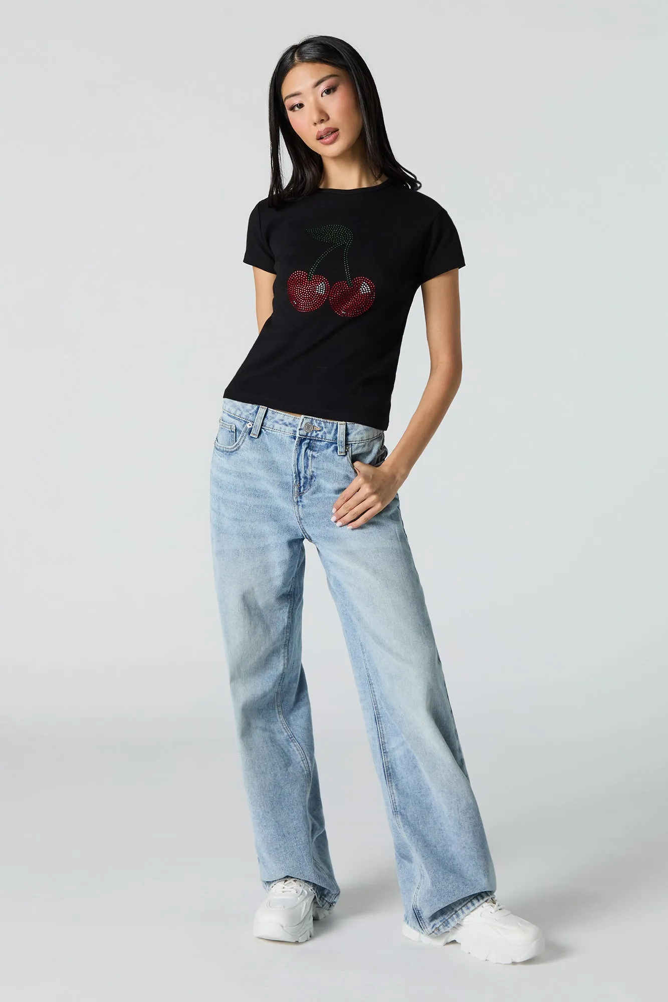 T-shirt à motif de cerises en pierres du Rhin sold by Urban Planet product image thumbnail 3