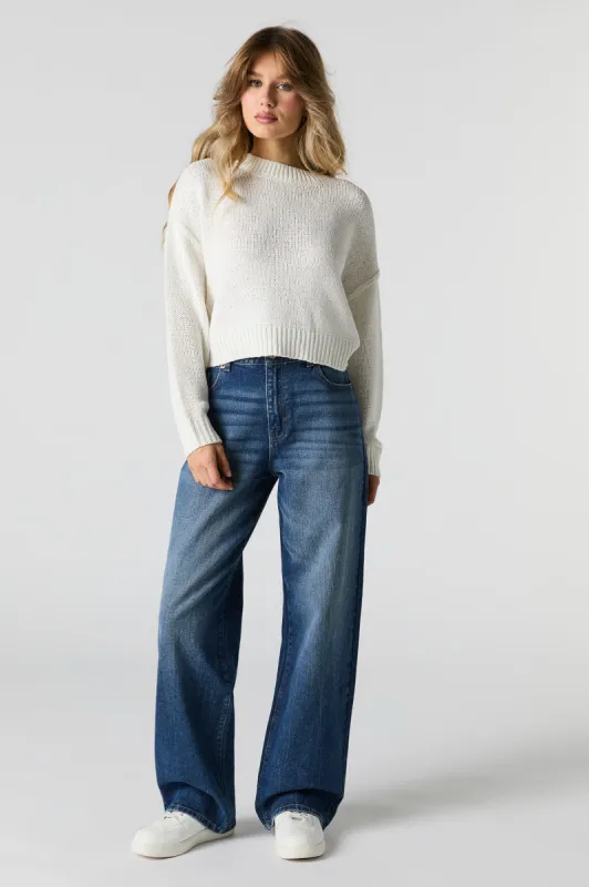 Jean taille haute à jambe large délavé foncé vintage sold by Urban Planet