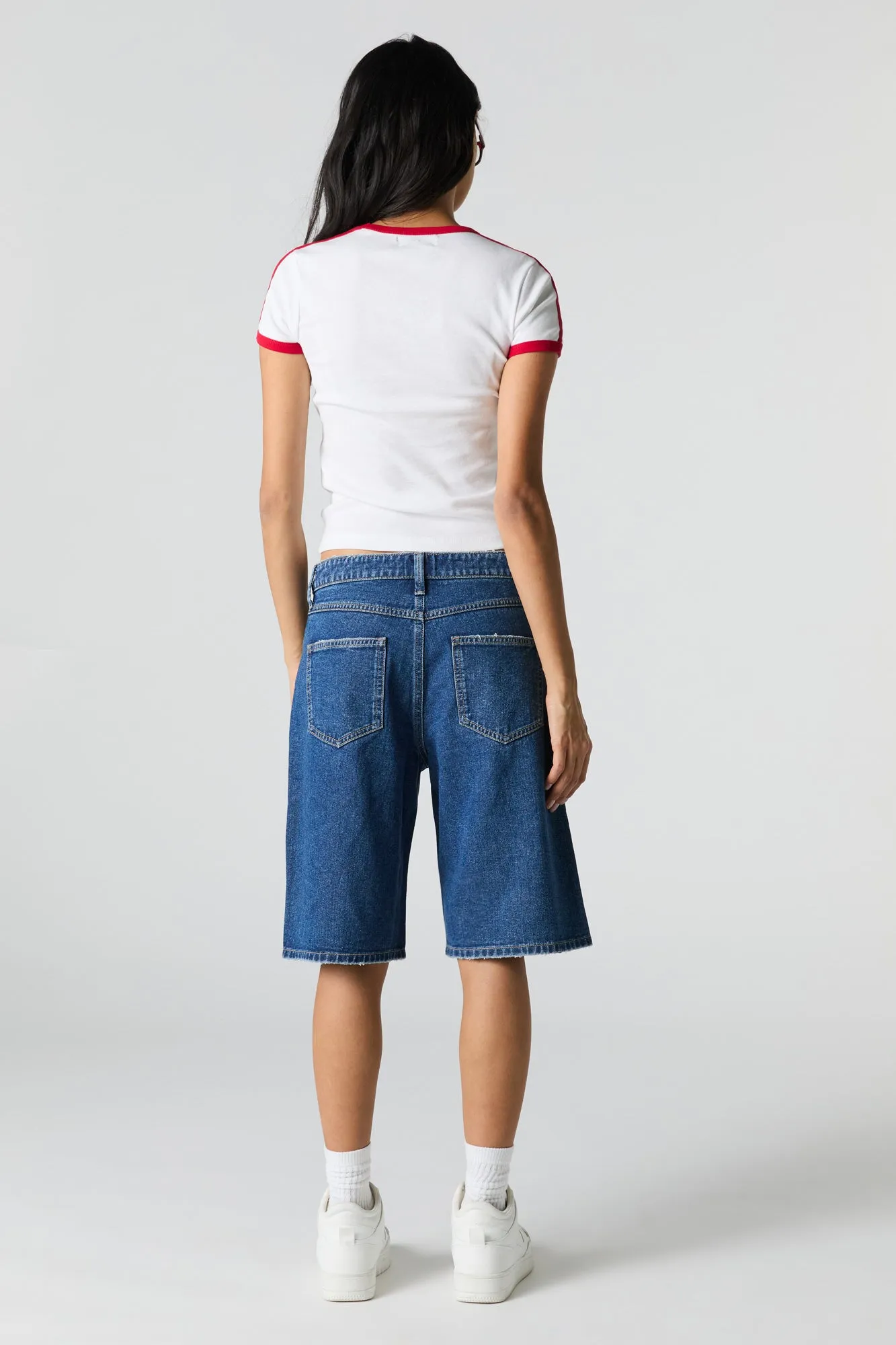 Dark Wash Denim Jort sold by Urban Planet product image thumbnail 3