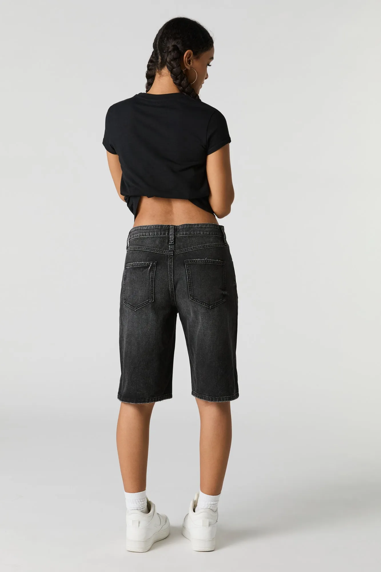 Black Vintage Wash Jort sold by Urban Planet product image thumbnail 3