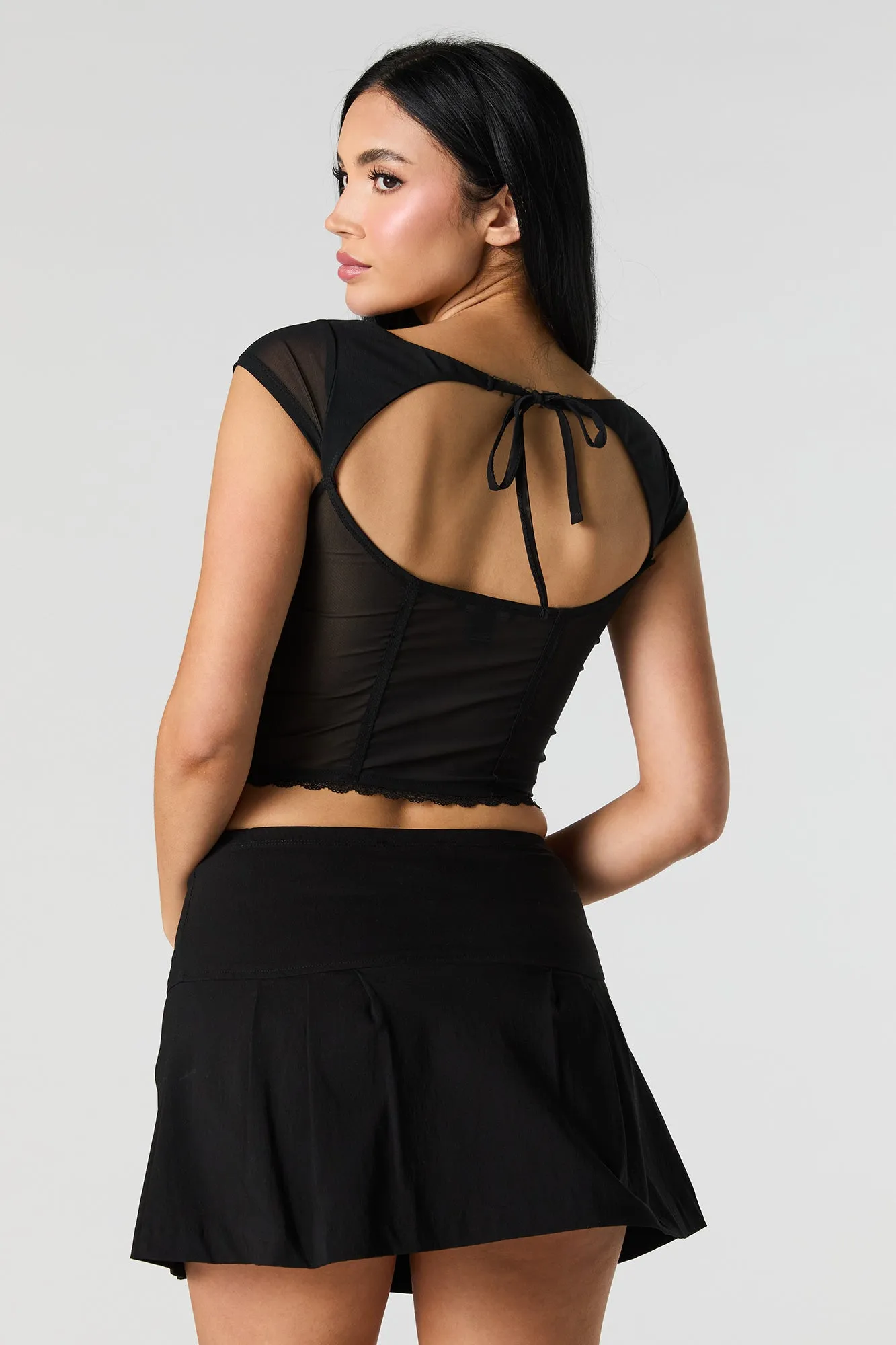 Mesh Cut-Out Back Corset Top sold by Urban Planet product image thumbnail 5