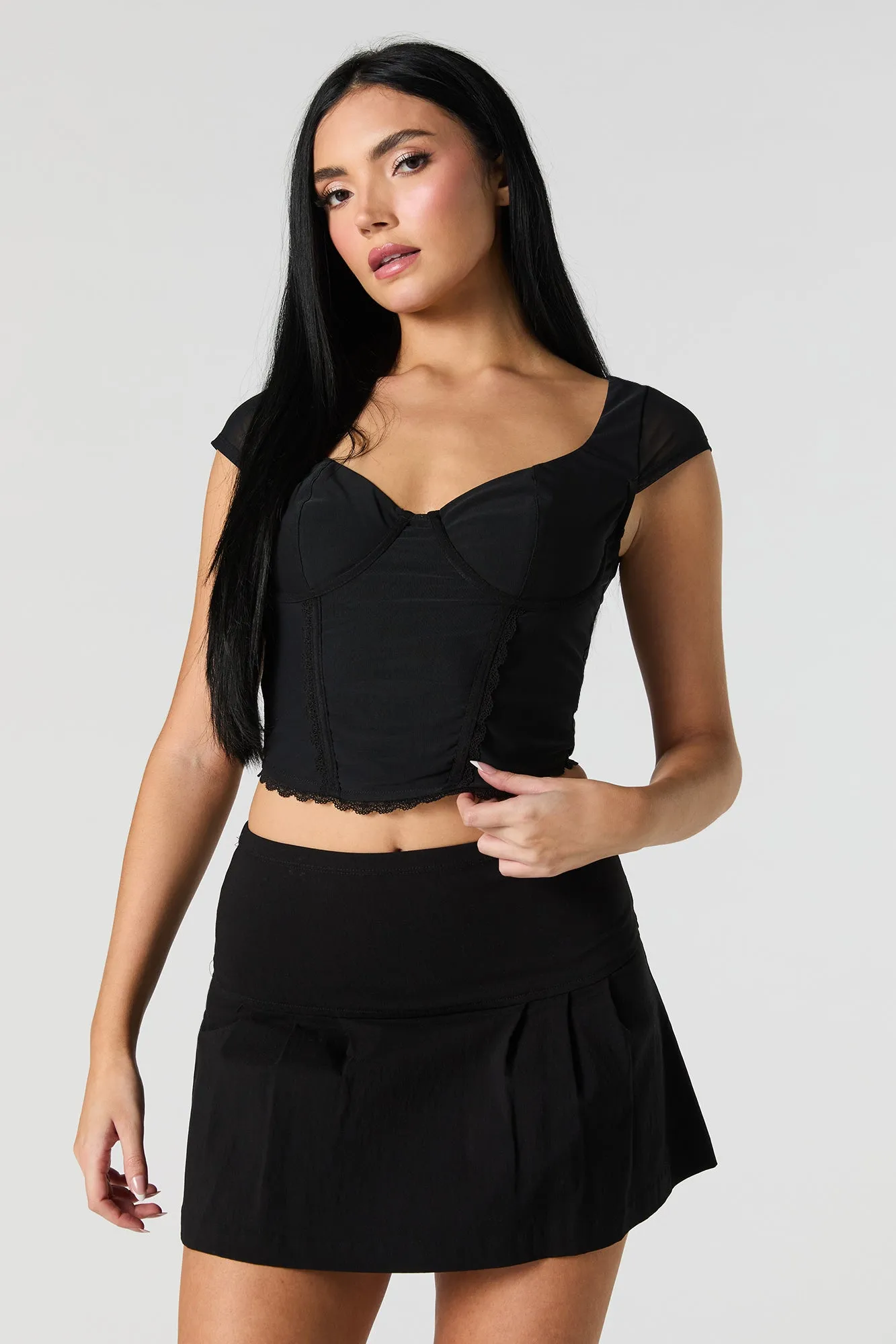 Mesh Cut-Out Back Corset Top sold by Urban Planet product image thumbnail 4