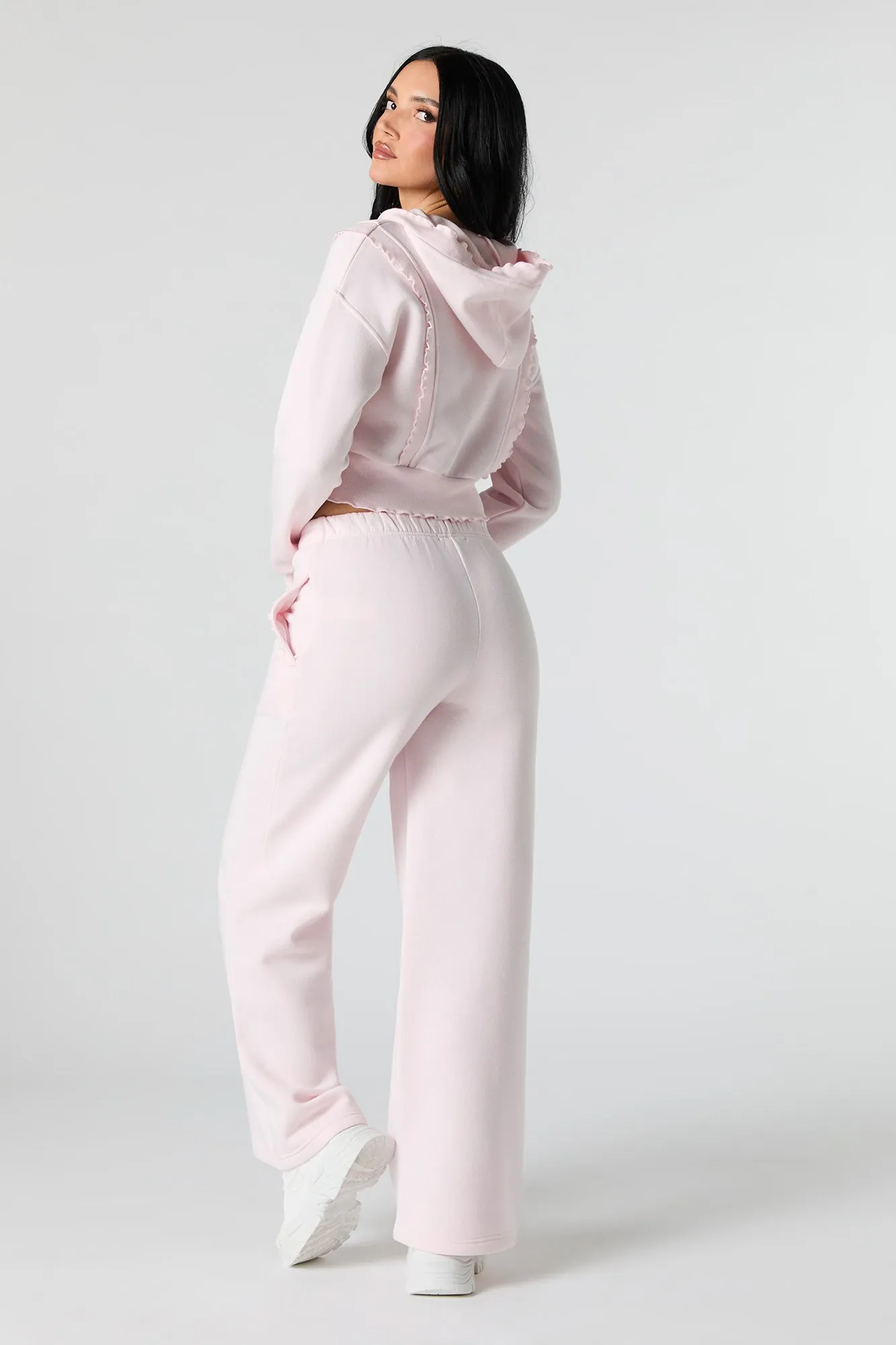 Fleece Ruffle Pocket Wide Leg Sweatpant sold by Urban Planet product image thumbnail 3