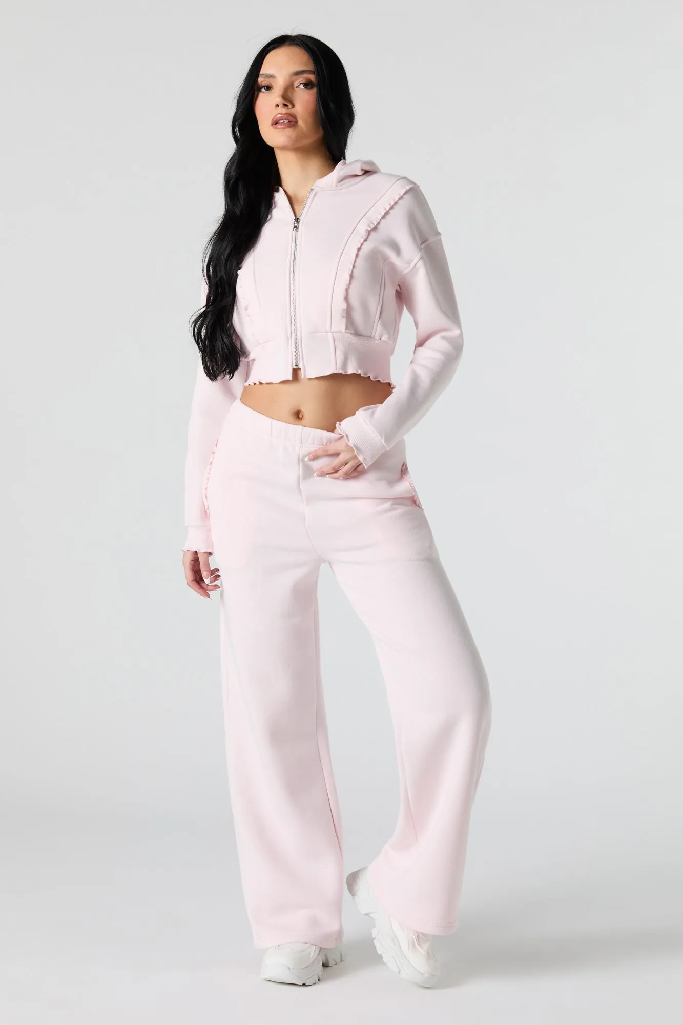 Haut à capuchon  en molleton avec liséré volanté et fermeture à glissière sold by Urban Planet product image thumbnail 3