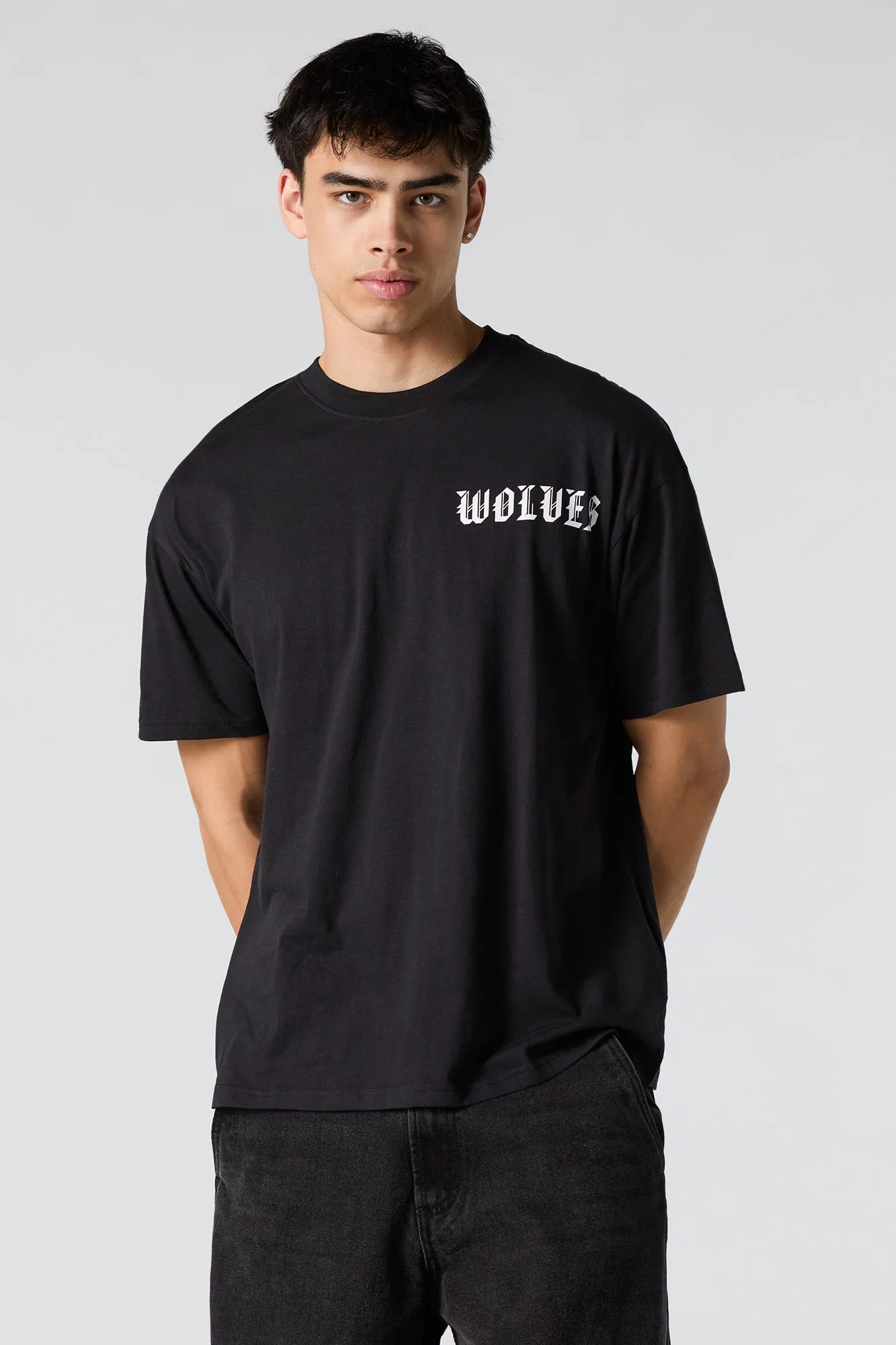 Walk with Wolves Graphic Relaxed T-Shirt sold by Urban Planet product image thumbnail 2