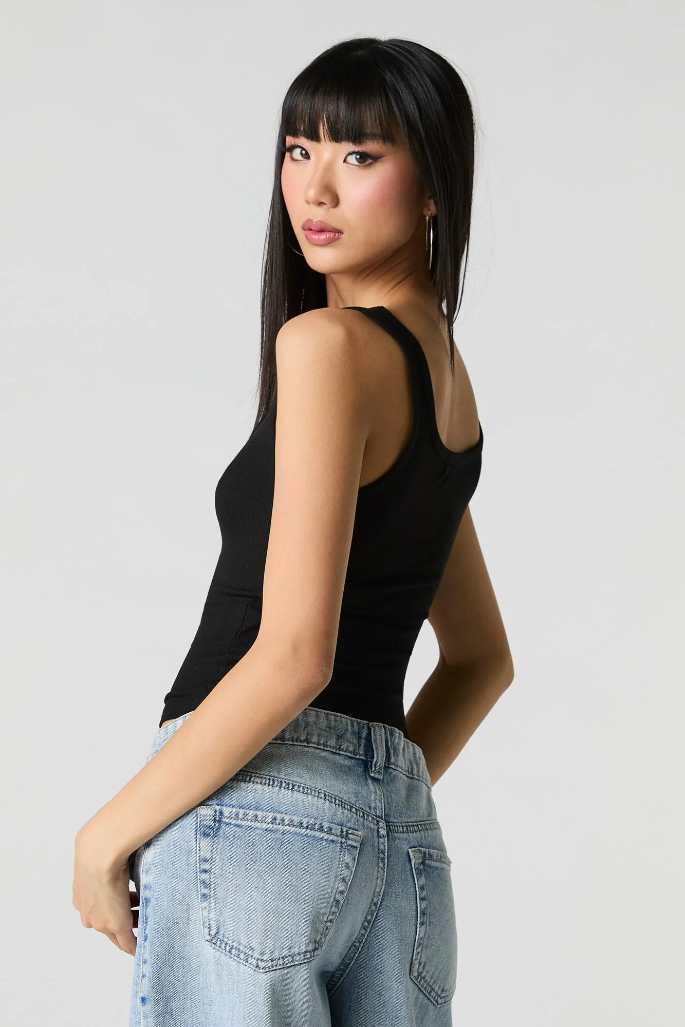 Ribbed Square Neck Tank sold by Urban Planet product image thumbnail 5