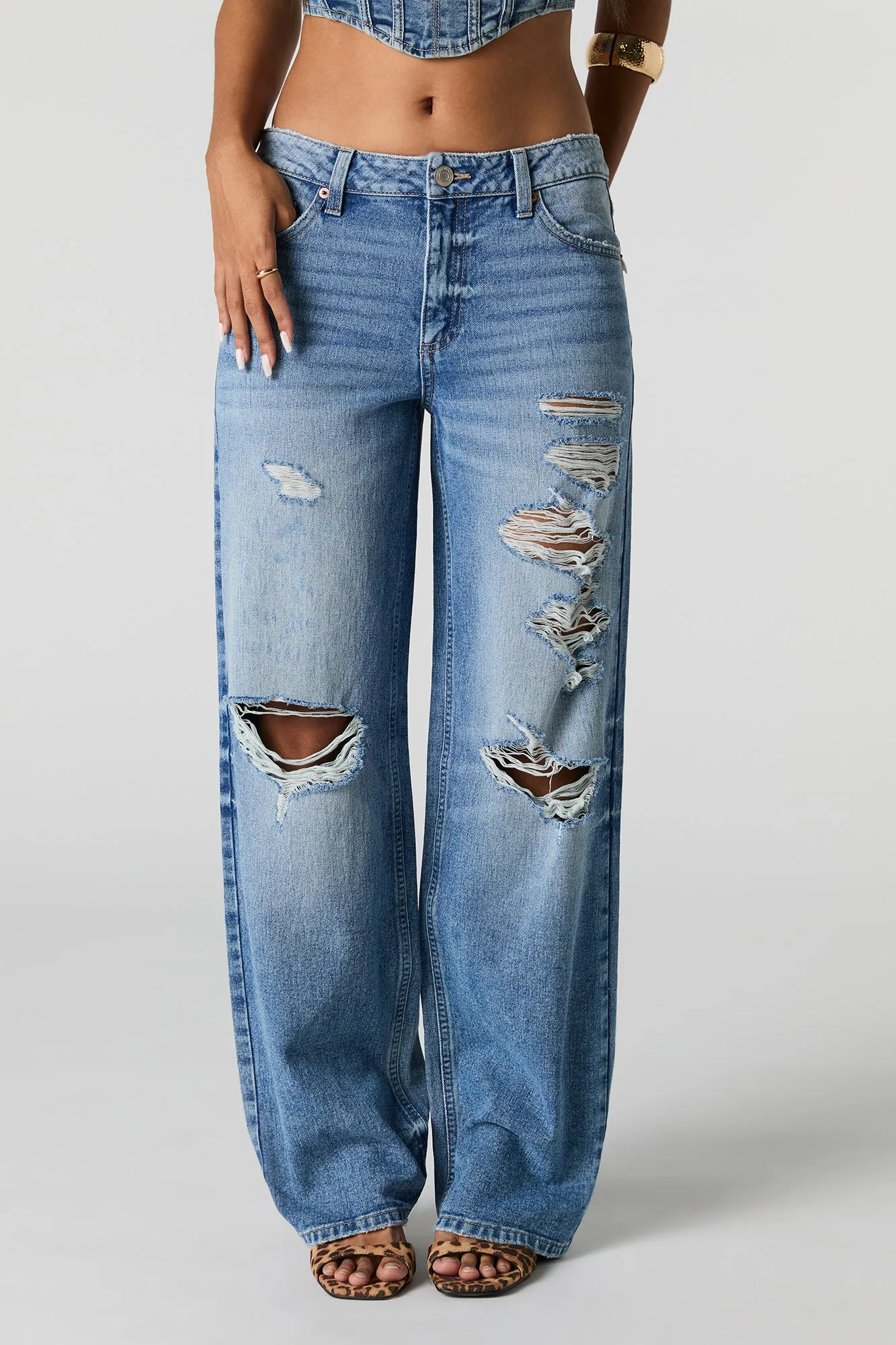 Vintage Wash Distressed Low Rise Baggy Jean sold by Urban Planet product image thumbnail 2