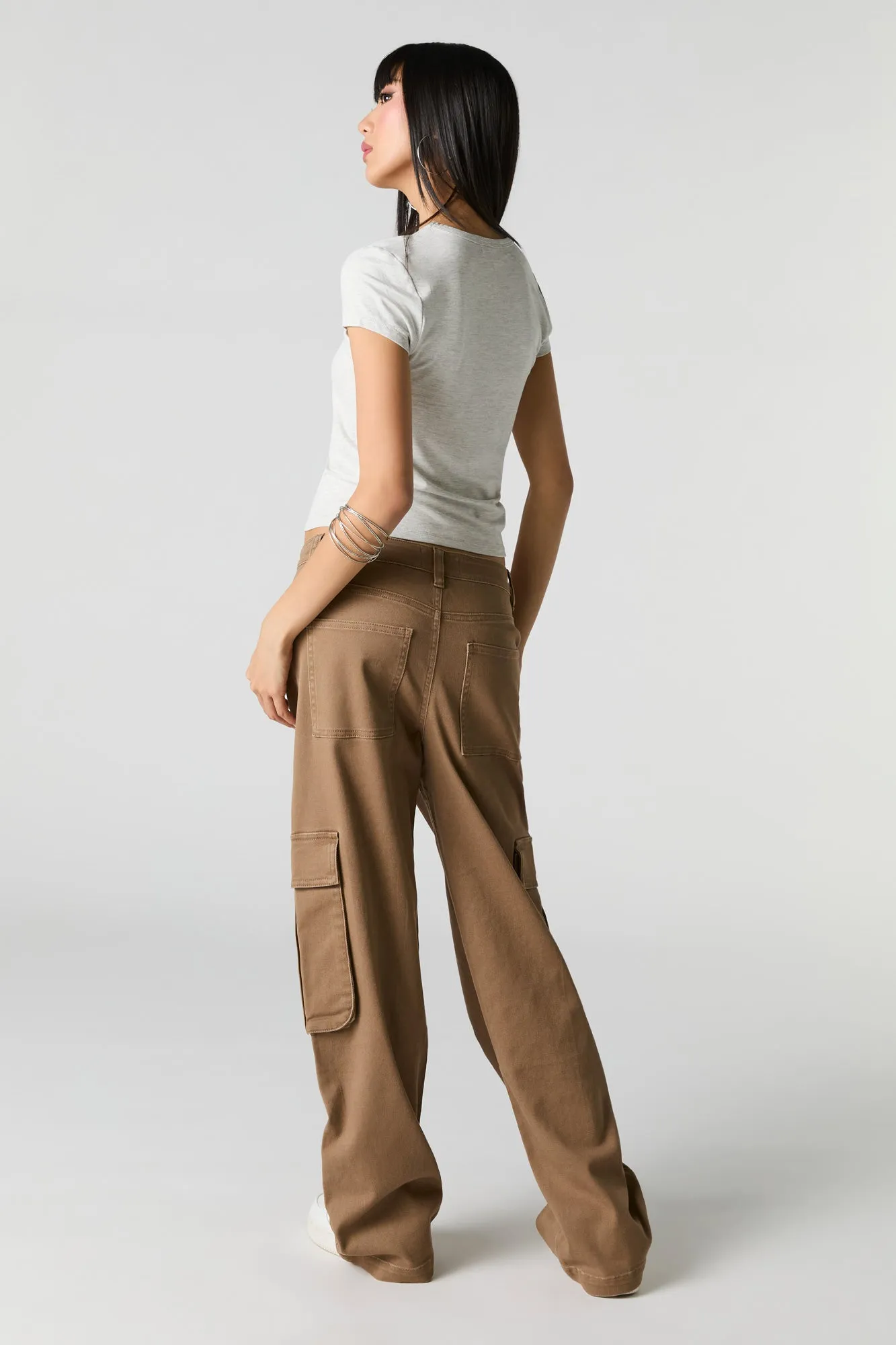 Jean à taille basse cargo baggy en denim extensible sold by Urban Planet product image thumbnail 3