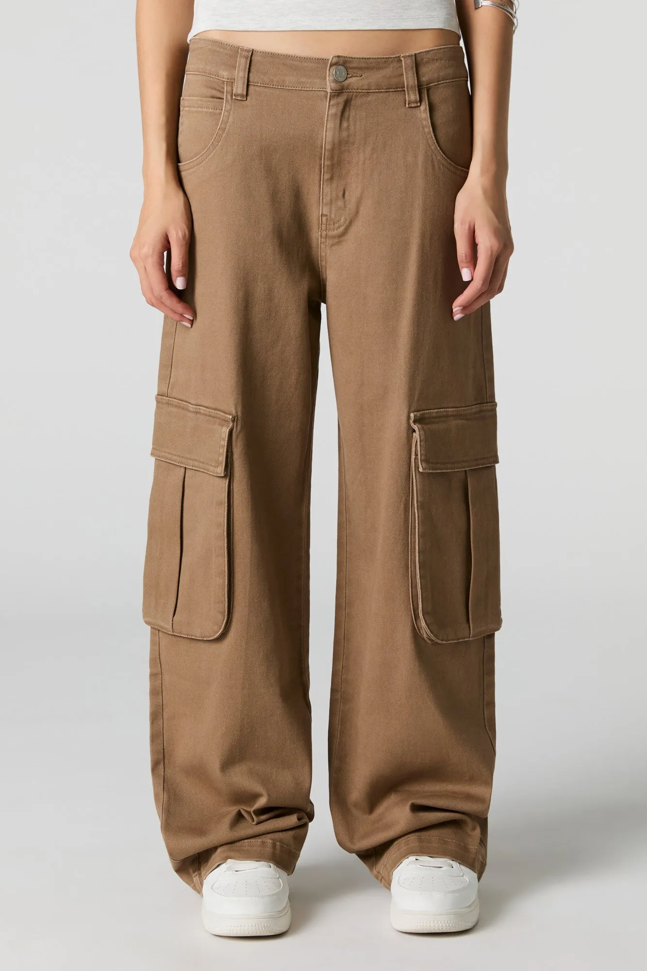 Jean à taille basse cargo baggy en denim extensible sold by Urban Planet product image thumbnail 2