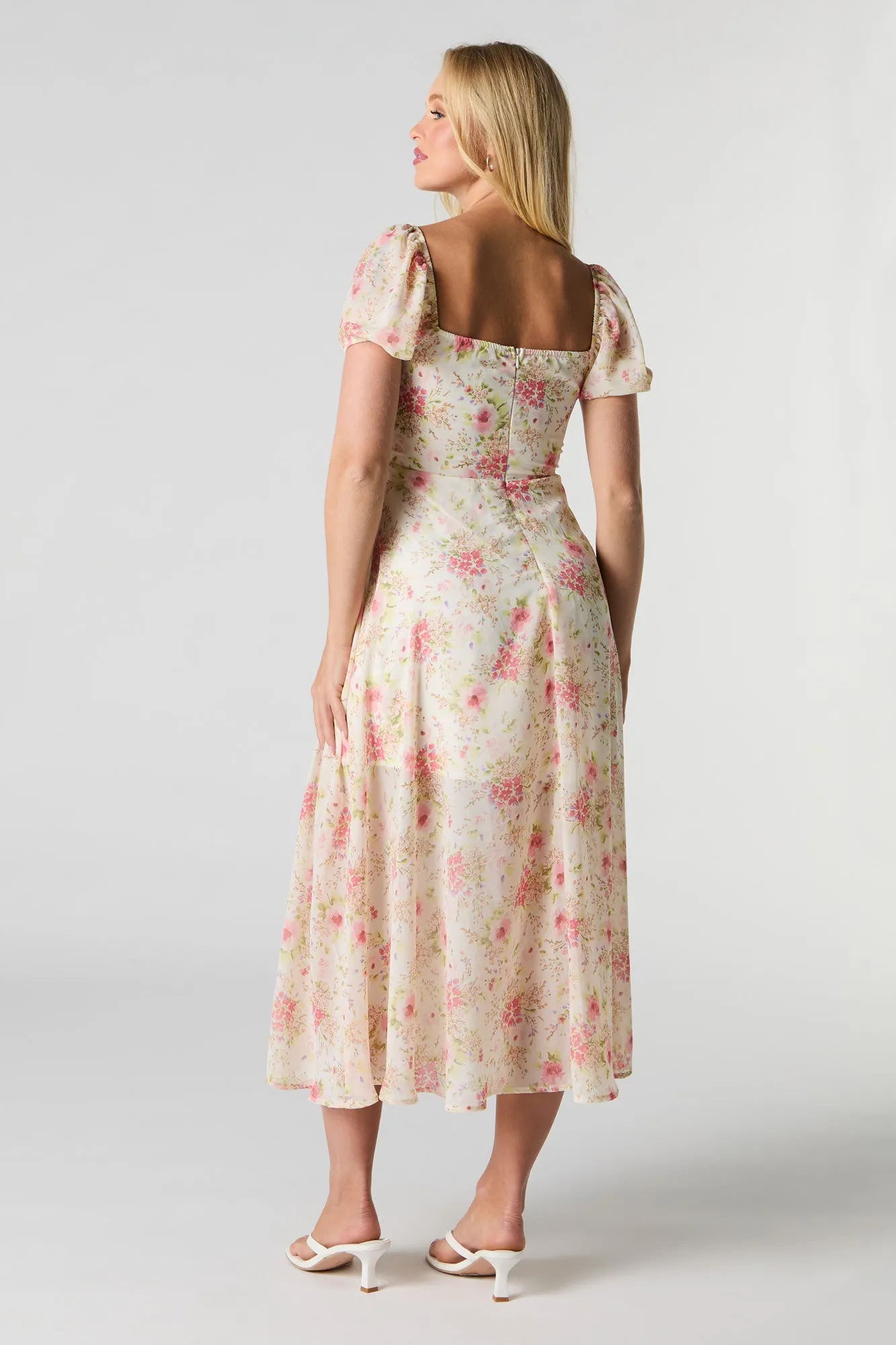 Floral Chiffon Midi Milkmaid Dress sold by Urban Planet product image thumbnail 5