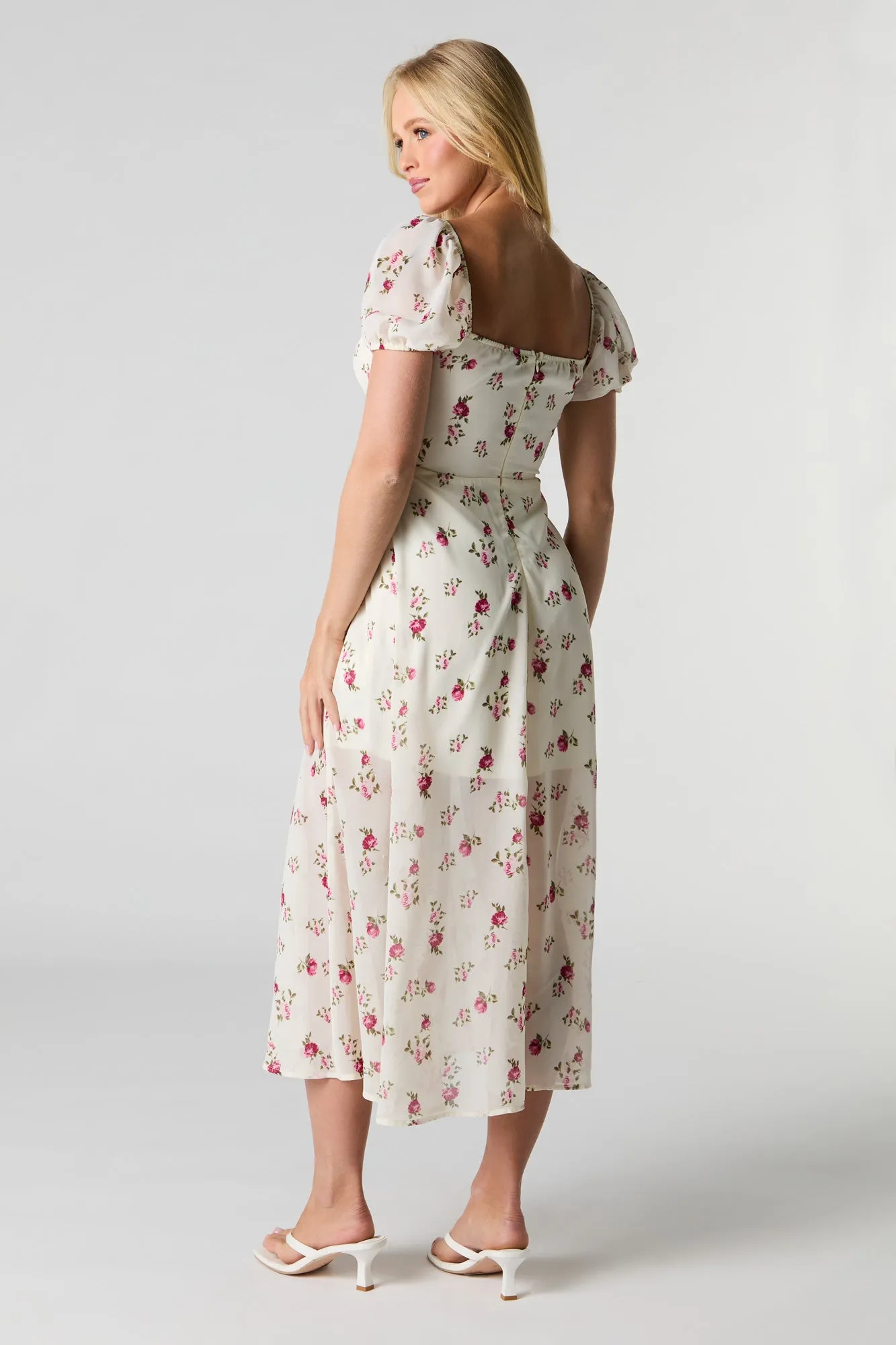 Floral Chiffon Midi Milkmaid Dress sold by Urban Planet product image thumbnail 2