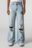 Light Wash Distressed High Rise Wide Leg Jean sold by Urban Planet