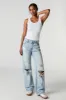 Light Wash Distressed High Rise Wide Leg Jean sold by Urban Planet