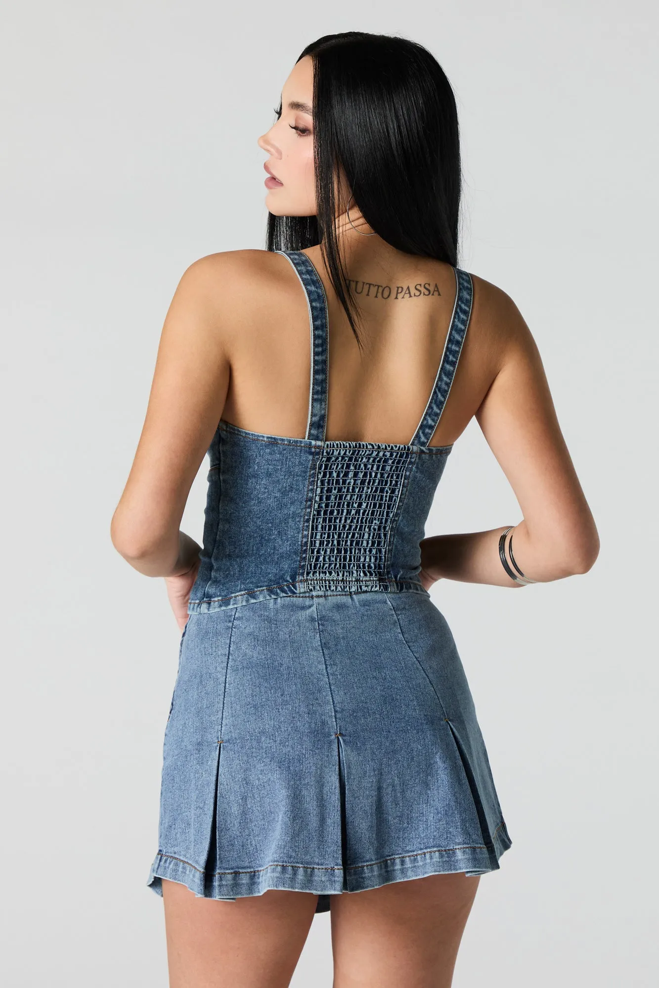 Denim Pleated Mini Skirt sold by Urban Planet product image thumbnail 2