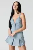 Denim Pleated Mini Skirt sold by Urban Planet