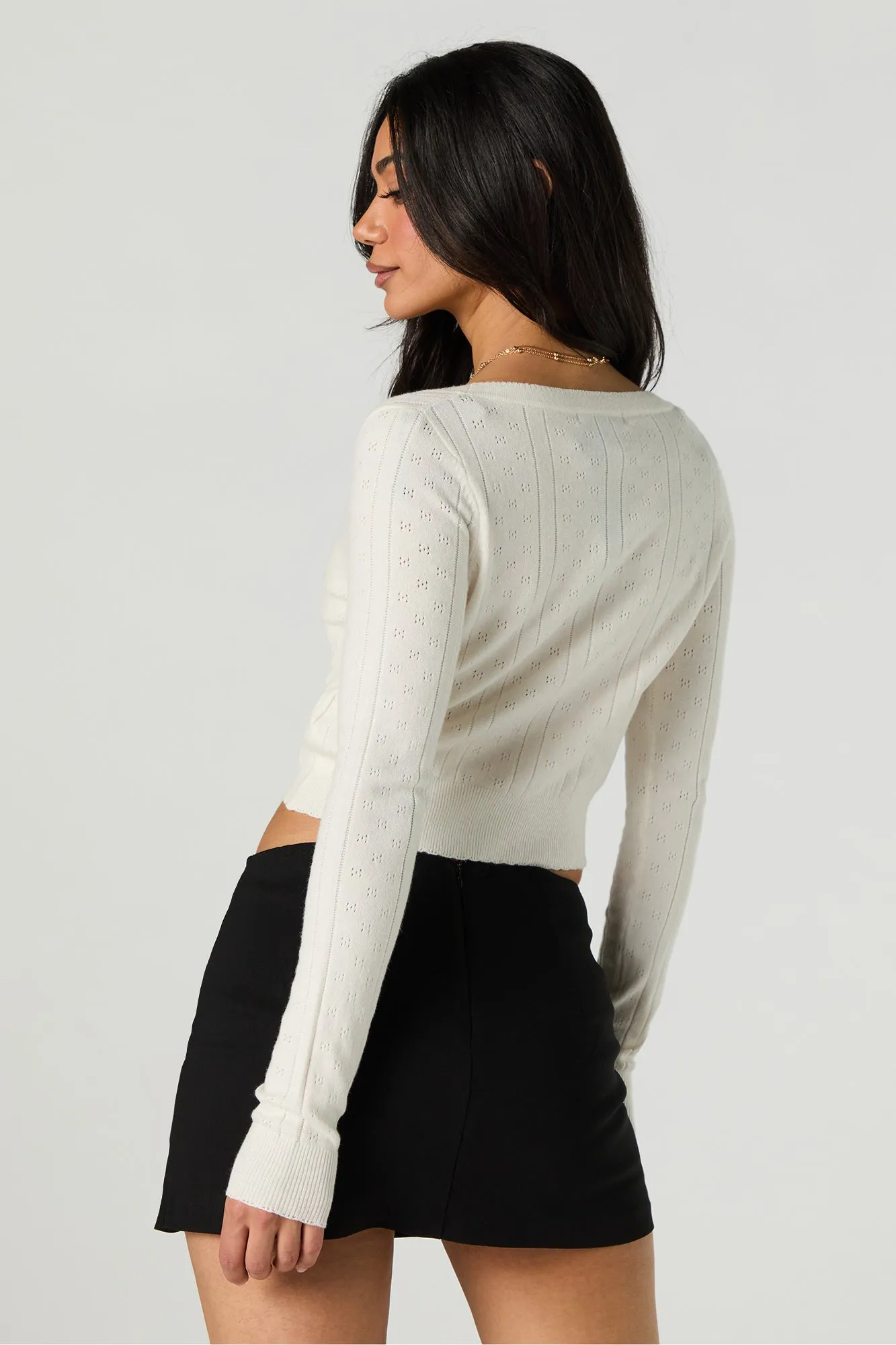 Cardigan écourté en tricot pointelle sold by Urban Planet product image thumbnail 2