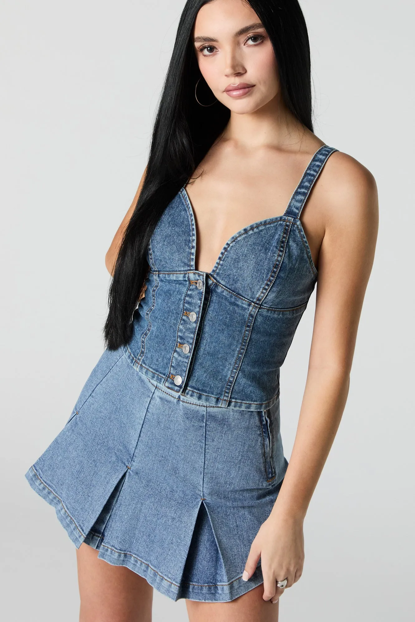 Débardeur-corset en denim sold by Urban Planet