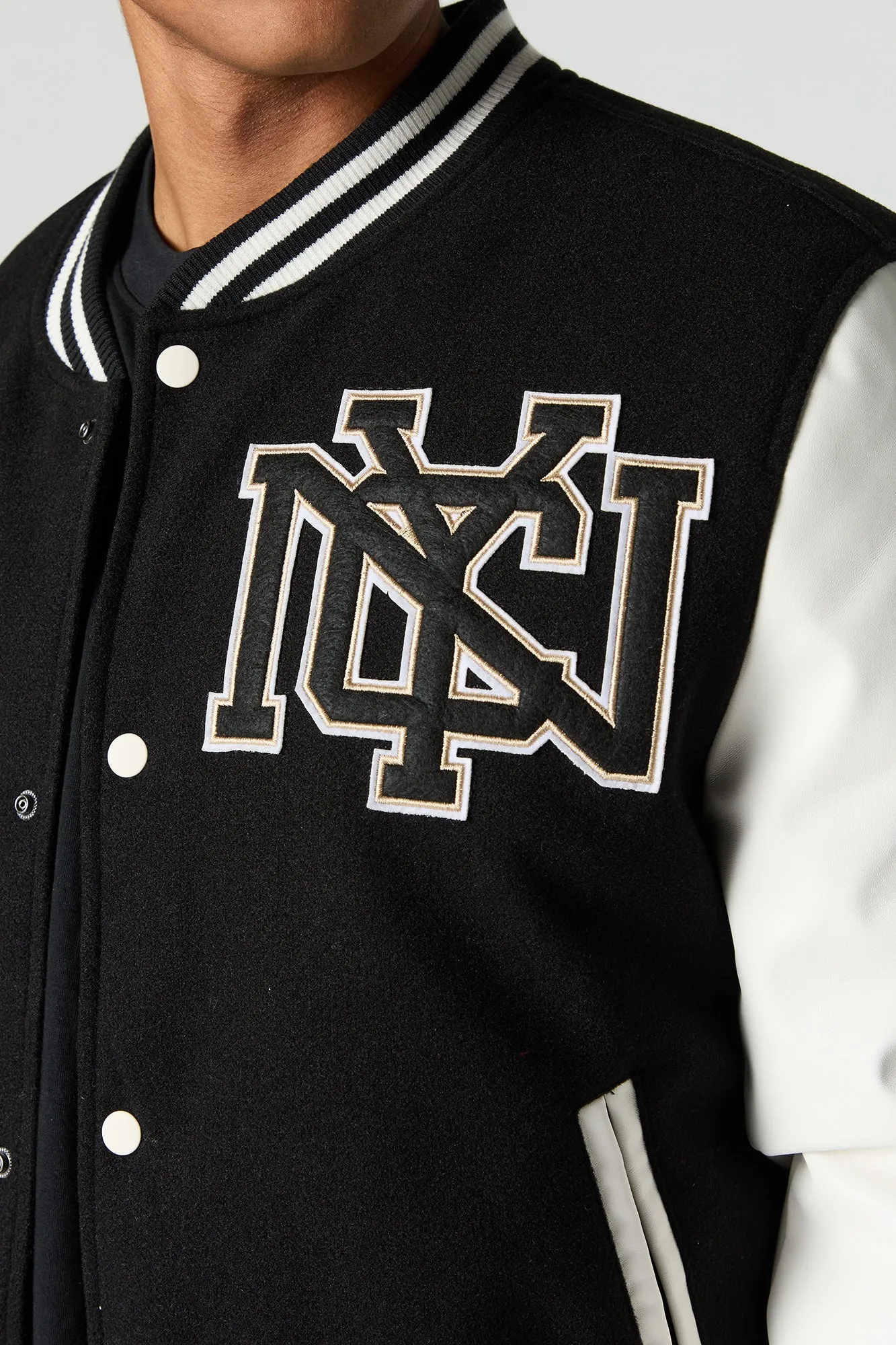 City Embroidered Fleece Varsity Jacket sold by Urban Planet product image thumbnail 4