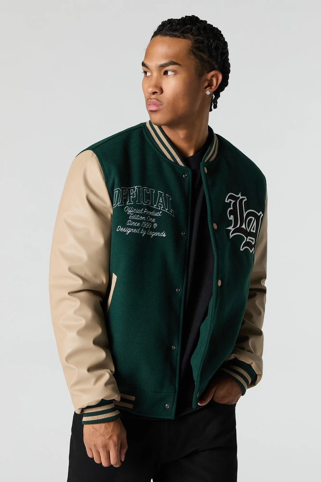 City Embroidered Fleece Varsity Jacket sold by Urban Planet product image thumbnail 5