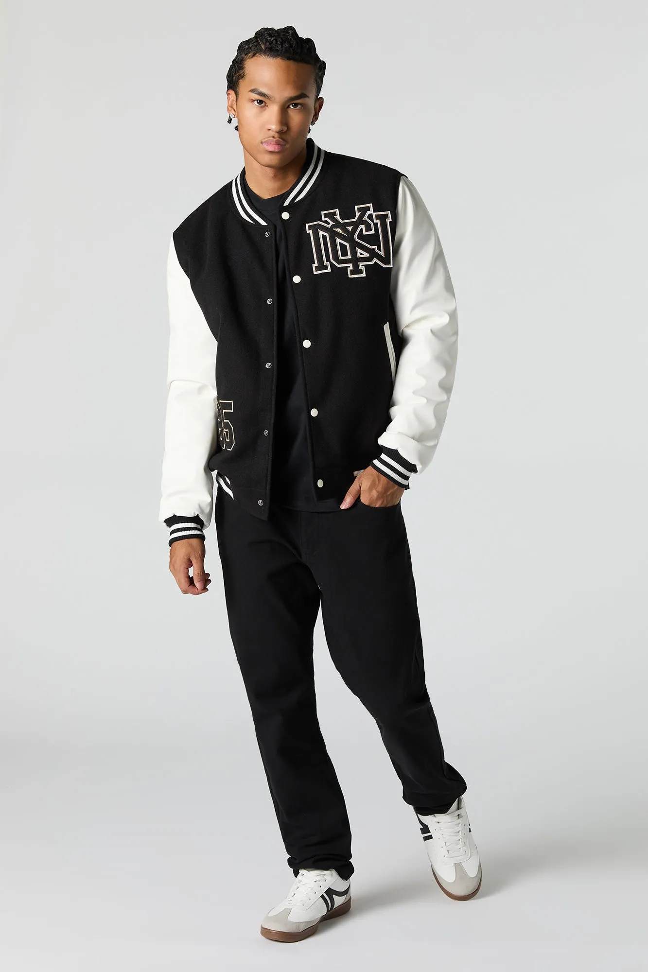 City Embroidered Fleece Varsity Jacket sold by Urban Planet product image thumbnail 3