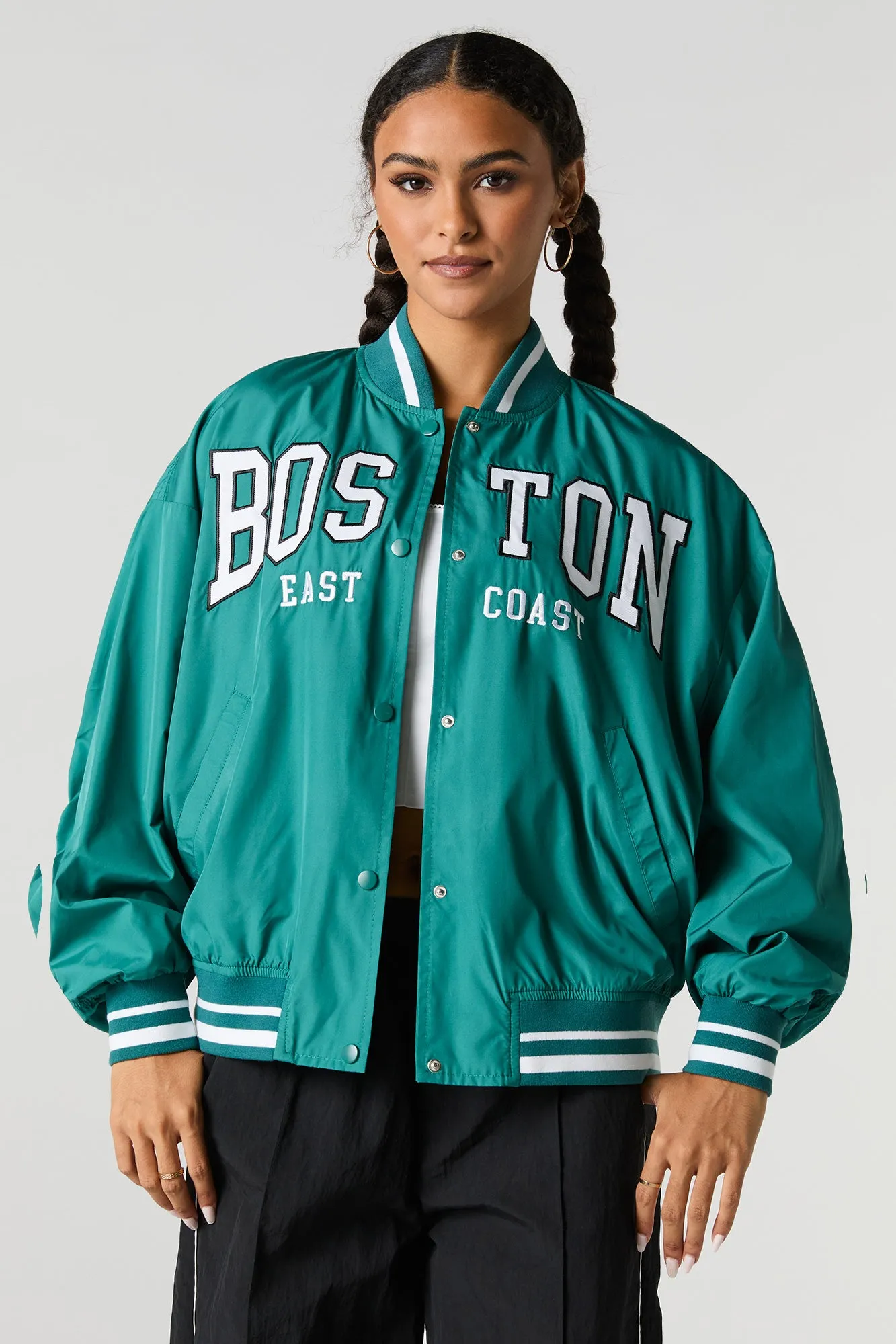 City Twill Embroidered Varsity Jacket sold by Urban Planet product image thumbnail 4