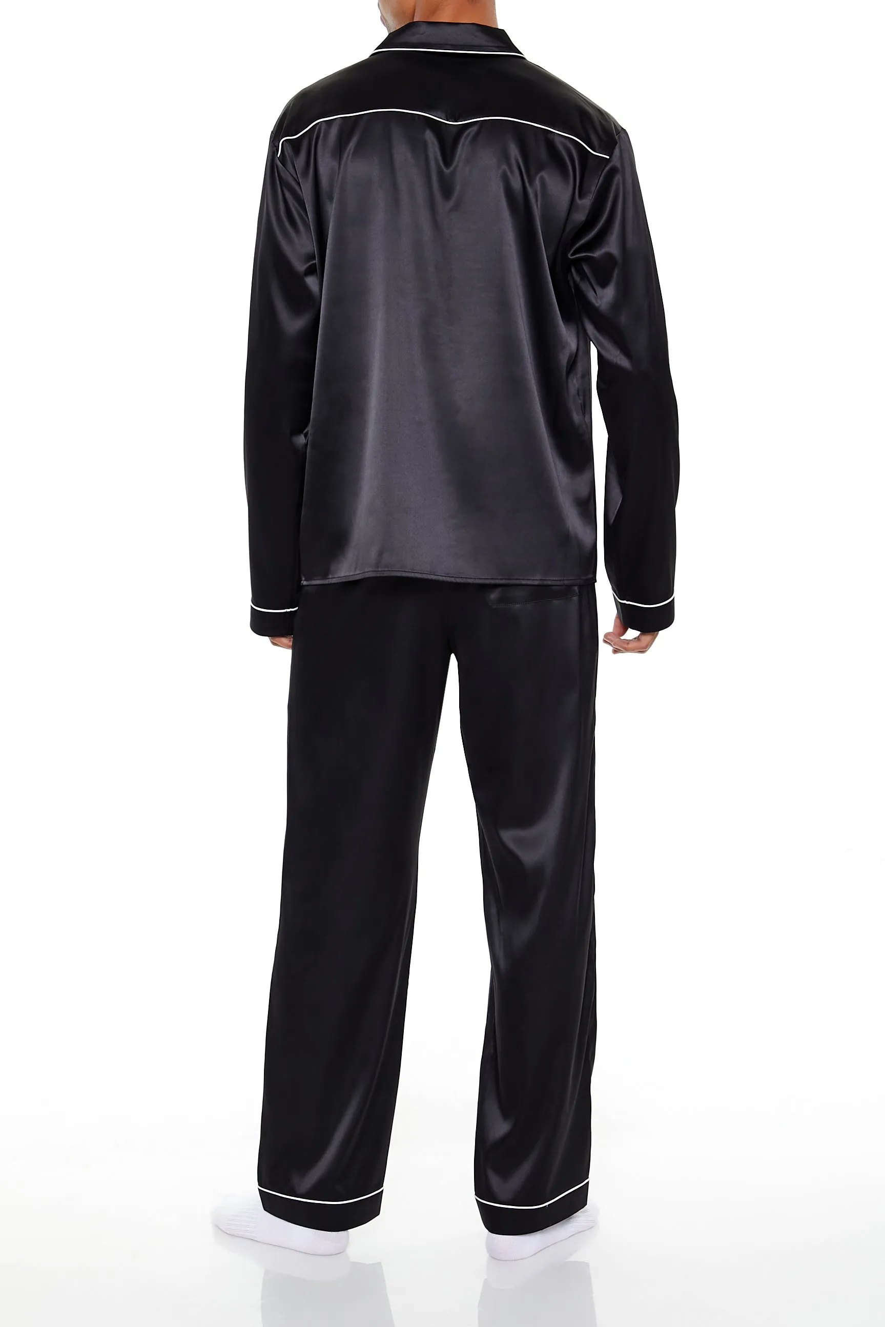 Pantalon de pyjama en satin avec liséré passepoilé sold by Urban Planet product image thumbnail 3