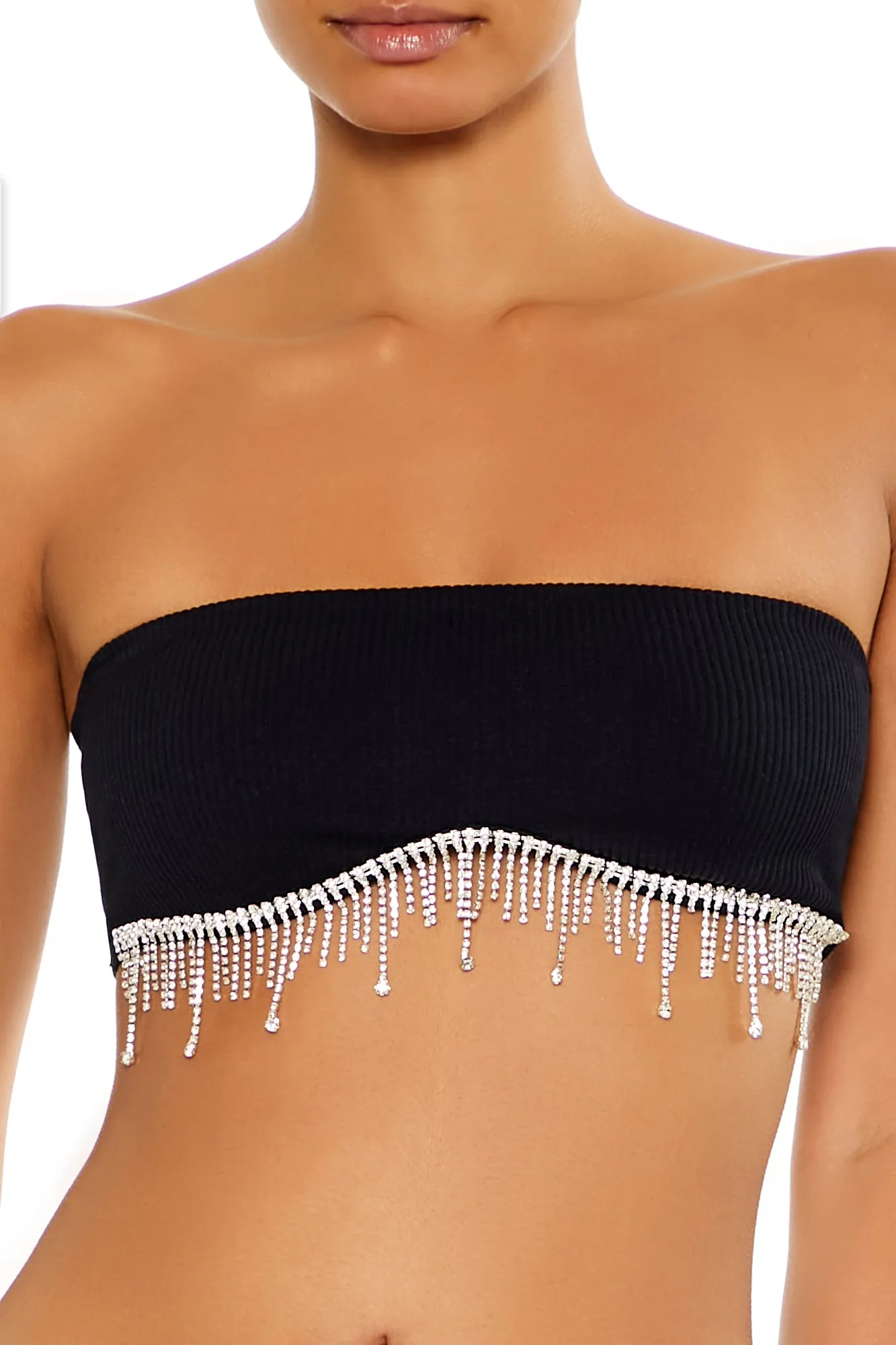 Bralette sans couture avec pierres du Rhin et franges sold by Urban Planet product image thumbnail 2