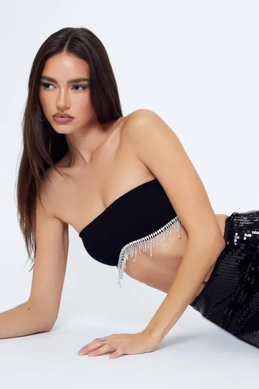 Bralette sans couture avec pierres du Rhin et franges sold by Urban Planet