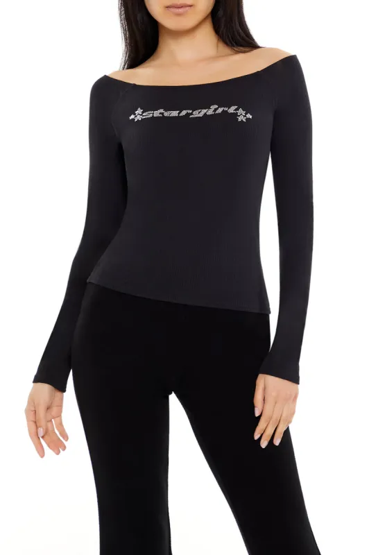 Haut côtelé à imprimé Stargirl avec pierres du Rhin sold by Urban Planet