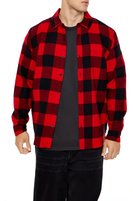 Plaid Flannel Curved Hem Button-Up Top sold by Urban Planet