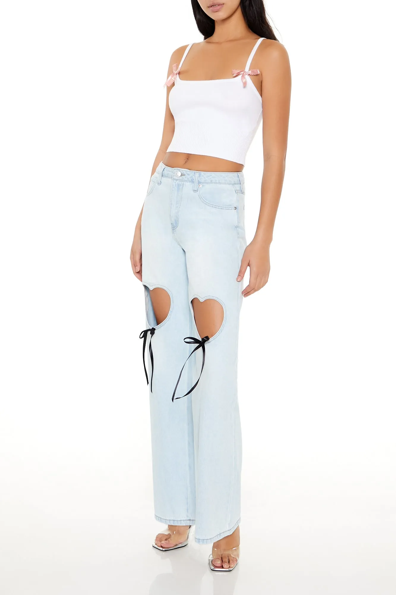 Heart Cut-Out High Rise Jeans sold by Urban Planet