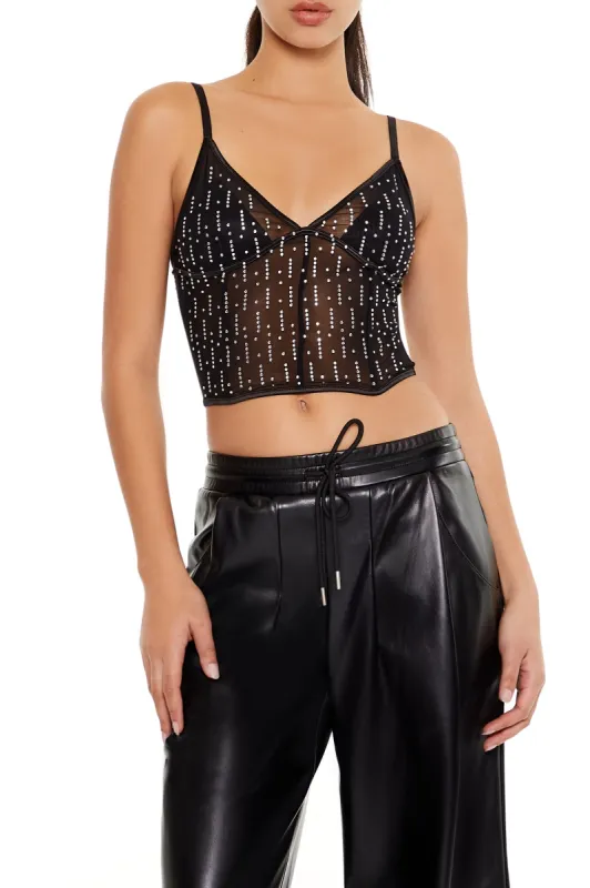 Sheer Rhinestone Cropped Cami sold by Urban Planet