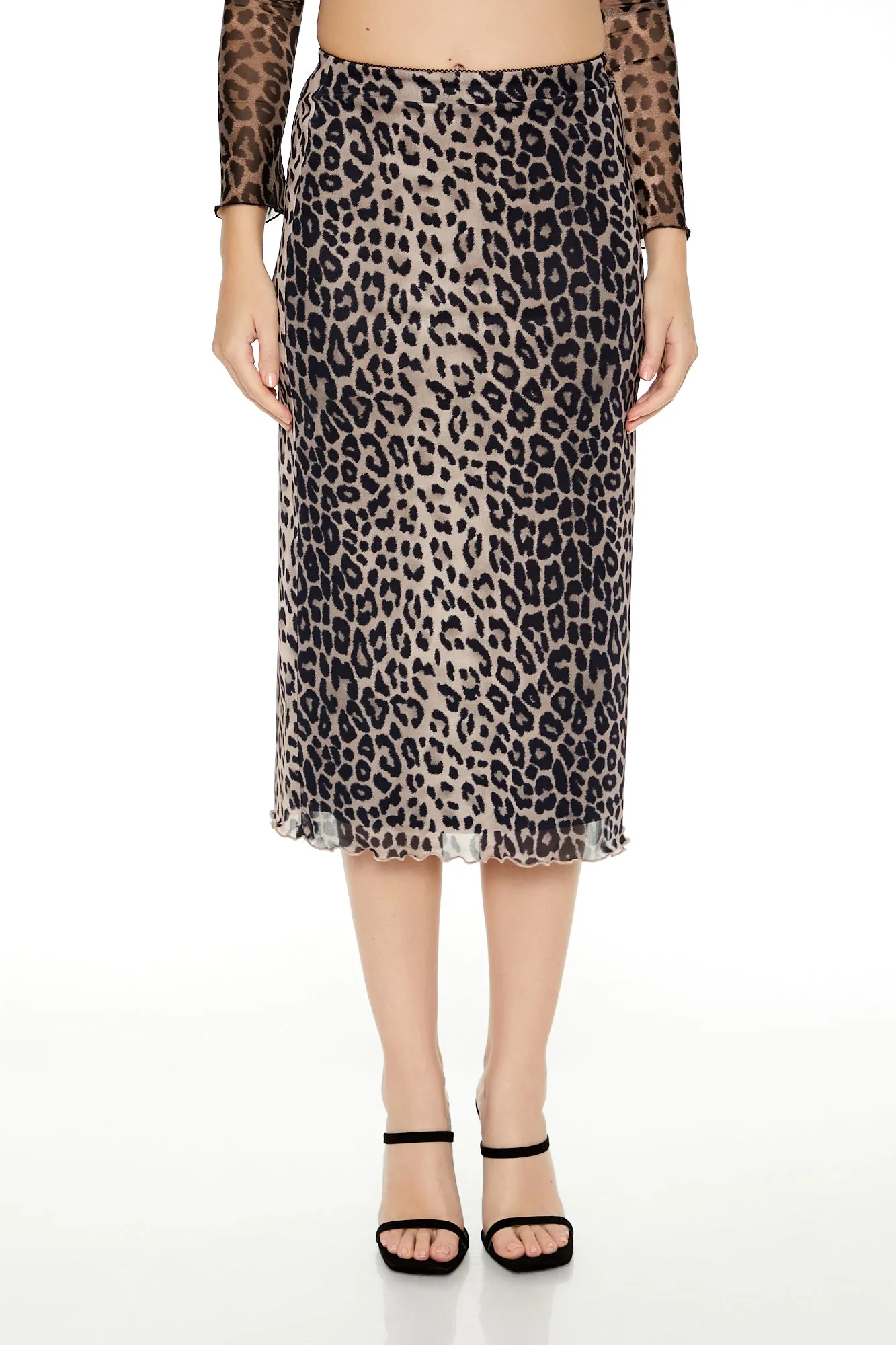 Mesh Leopard Midi Skirt sold by Urban Planet product image thumbnail 2