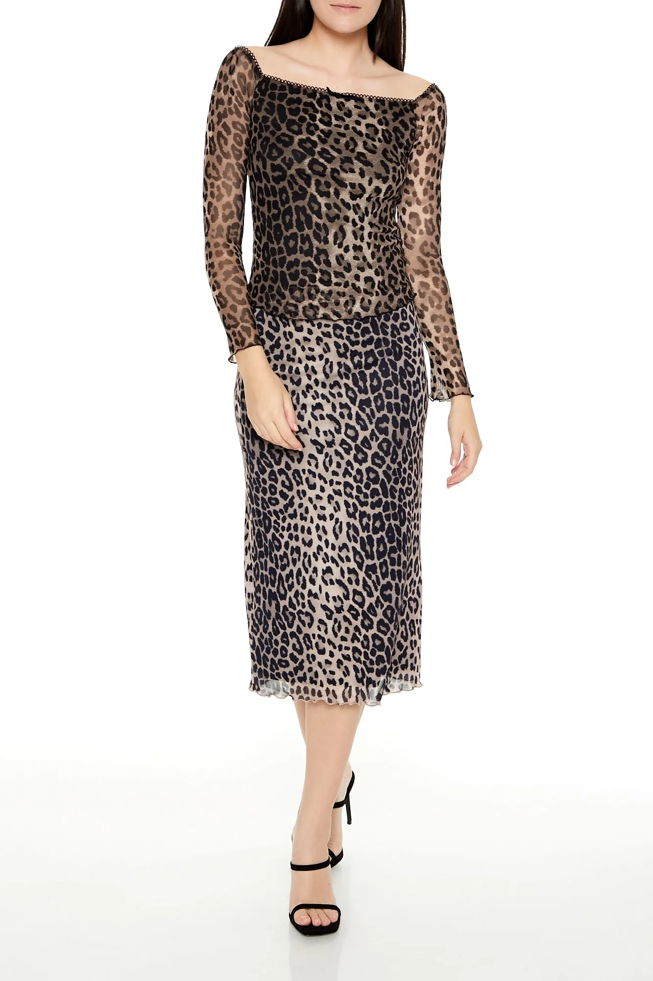 Mesh Leopard Midi Skirt sold by Urban Planet