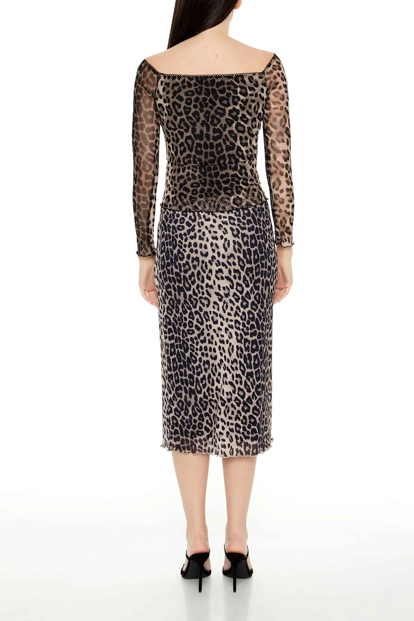 Mesh Leopard Midi Skirt sold by Urban Planet product image thumbnail 3