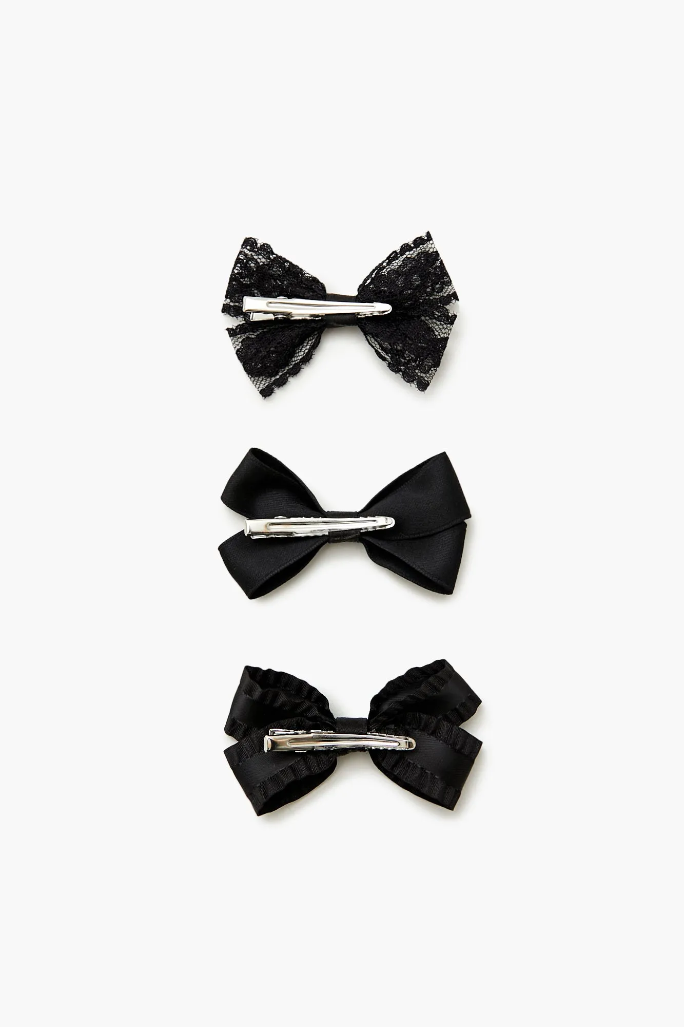Ribbon Bow Hair Clip Set (3 Pcs) sold by Urban Planet product image thumbnail 2