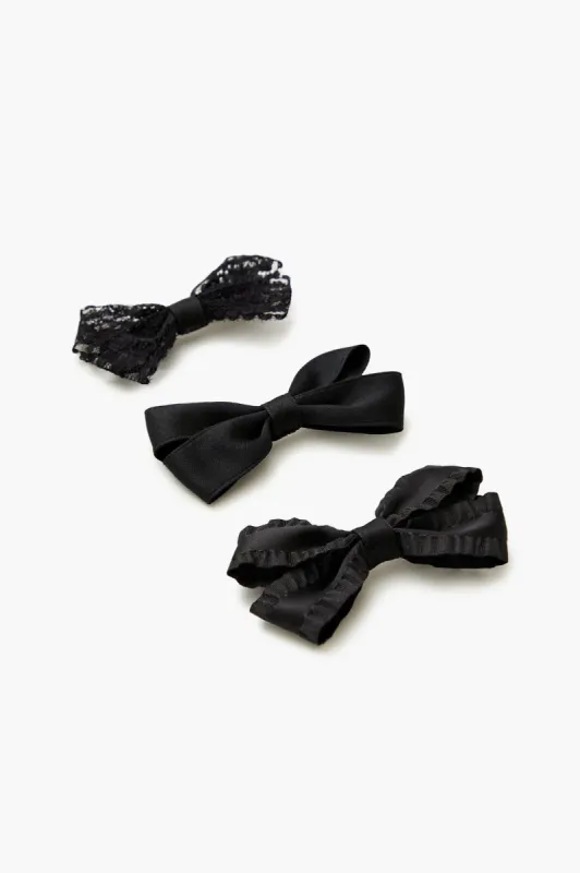 Ribbon Bow Hair Clip Set (3 Pcs) sold by Urban Planet