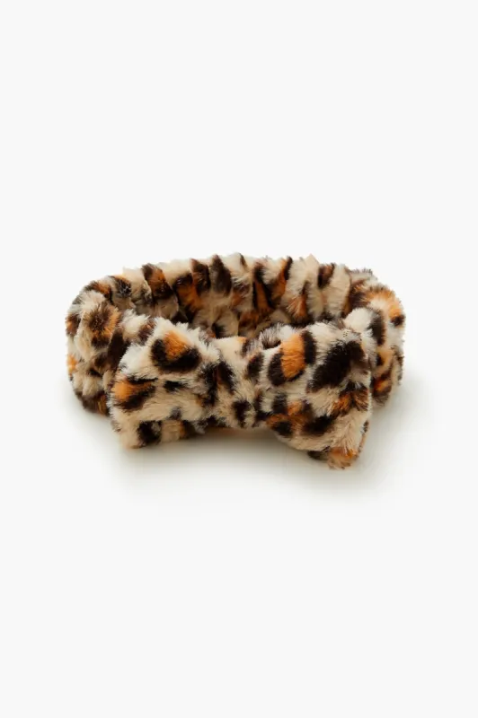 Faux Fur Leopard Print Headwrap made by Forever 21