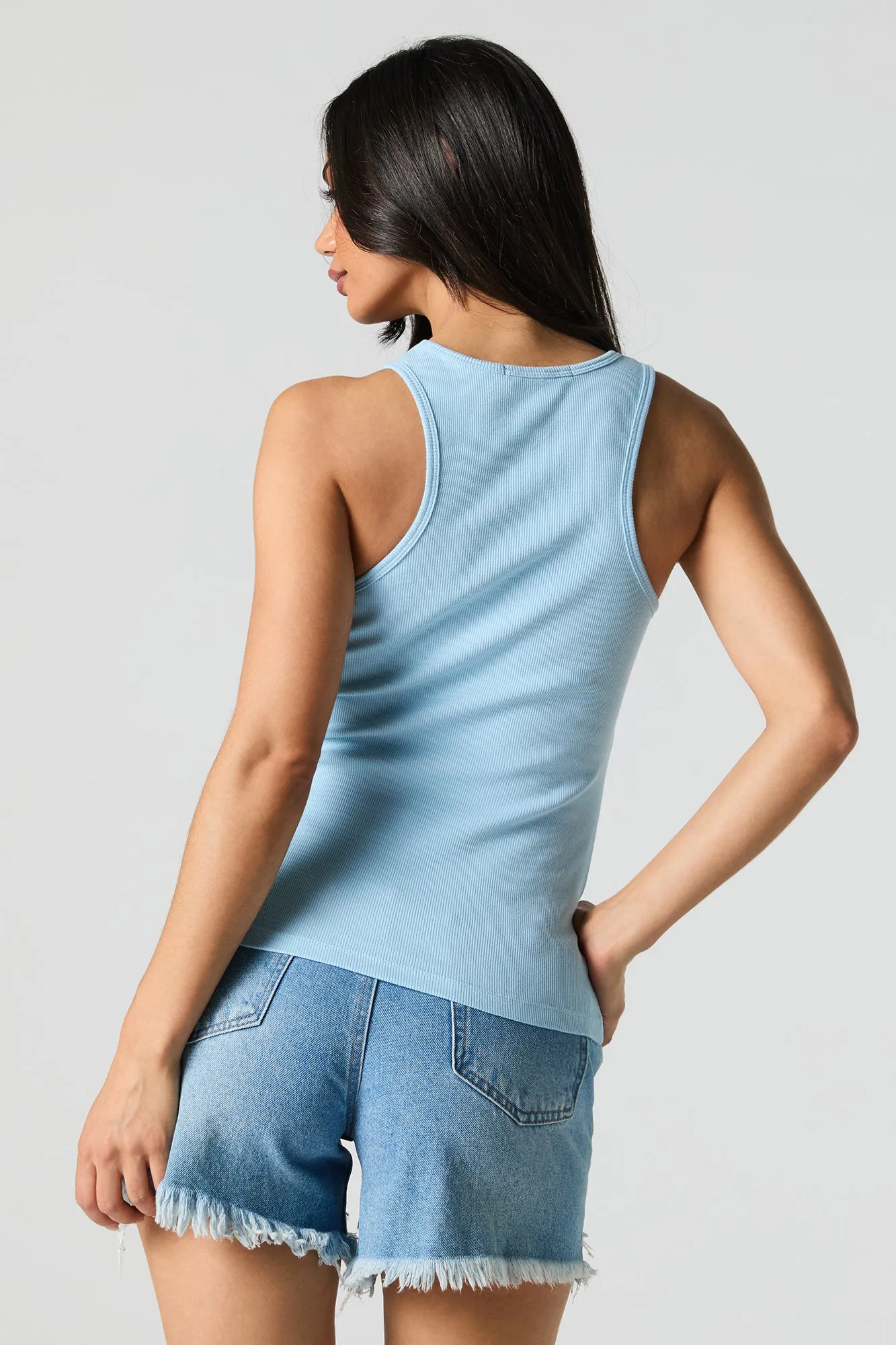 Solid Ribbed Racerback Tank sold by Urban Planet product image thumbnail 4