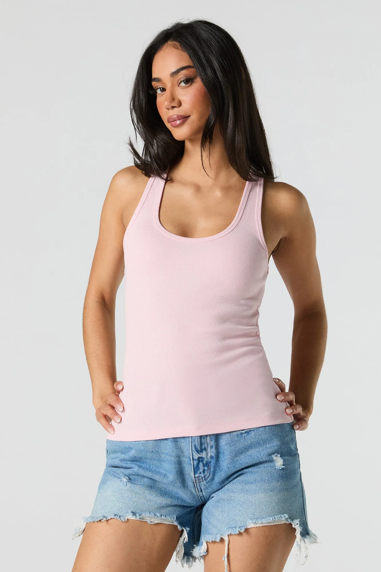 Solid Ribbed Racerback Tank sold by Urban Planet