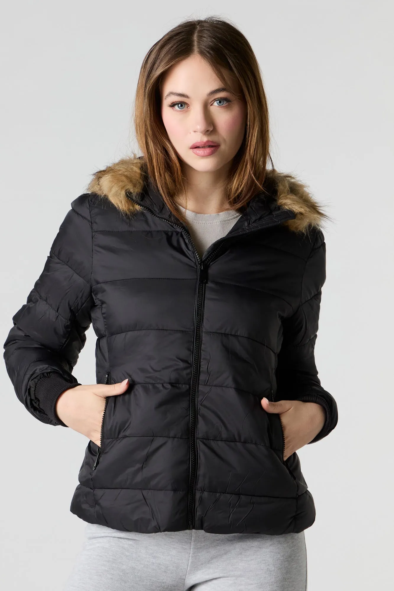 Faux Fur Hood Puffer Jacket sold by Urban Planet product image thumbnail 5