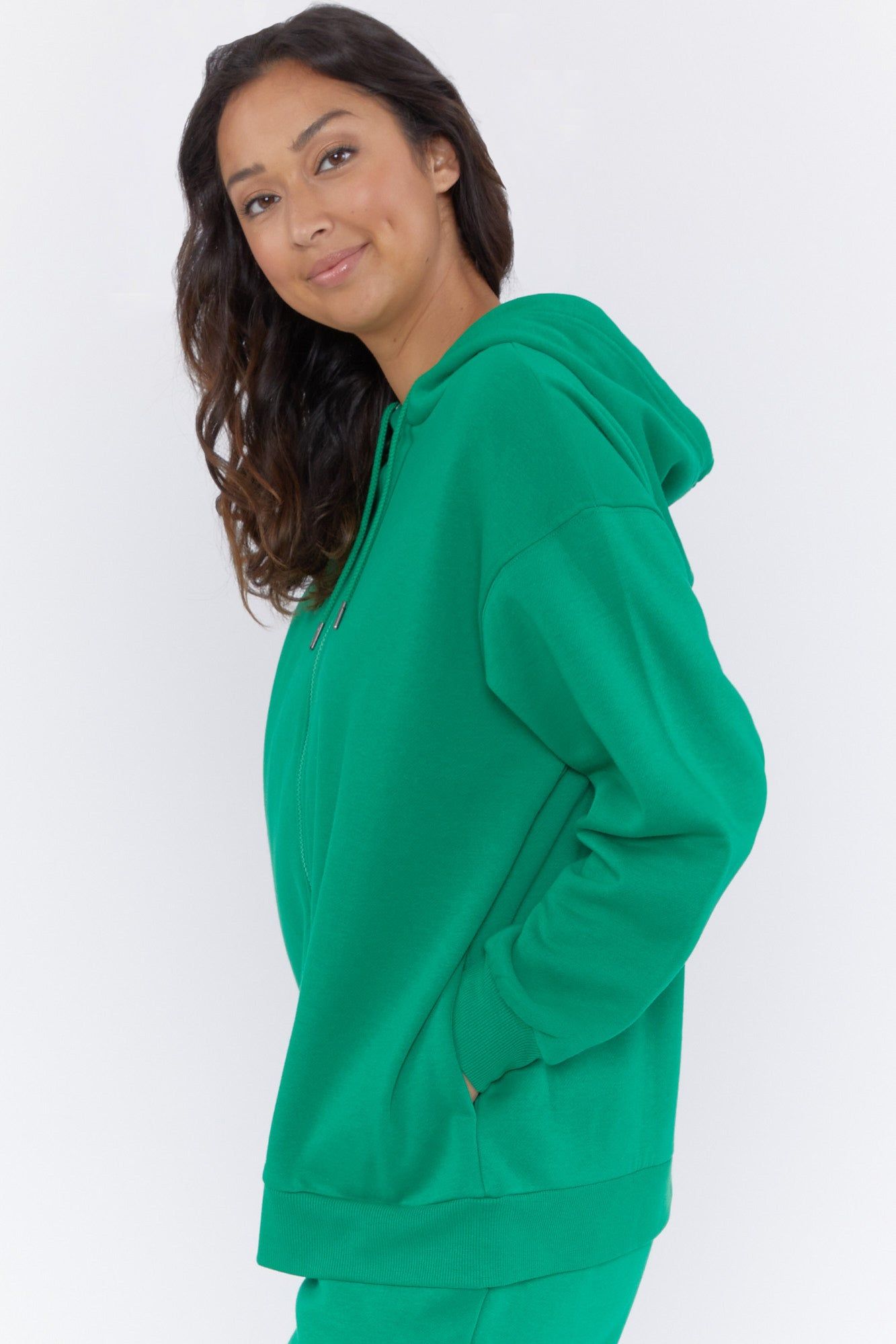 Fleece Longline Zip-Up Hoodie sold by Urban Planet product image thumbnail 3