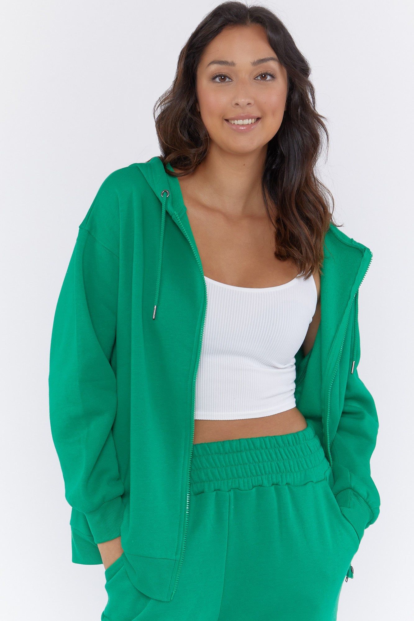 Fleece Longline Zip-Up Hoodie sold by Urban Planet