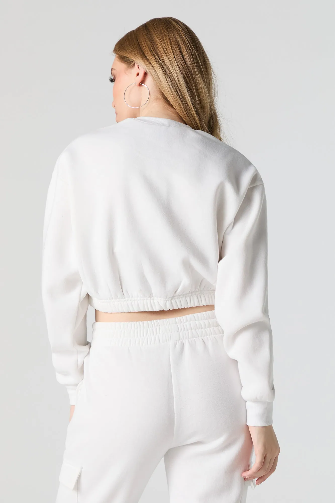 Fleece Cropped Crewneck Sweatshirt sold by Urban Planet product image thumbnail 2