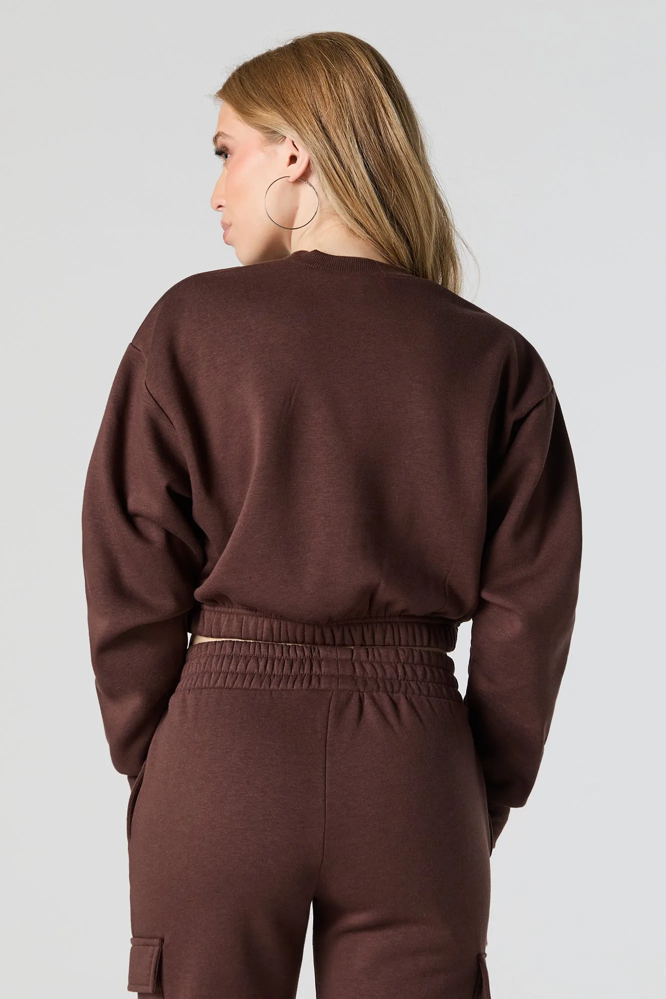 Fleece Cropped Crewneck Sweatshirt sold by Urban Planet product image thumbnail 5