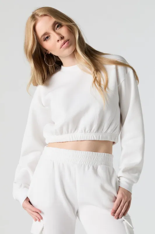 Fleece Cropped Crewneck Sweatshirt sold by Urban Planet