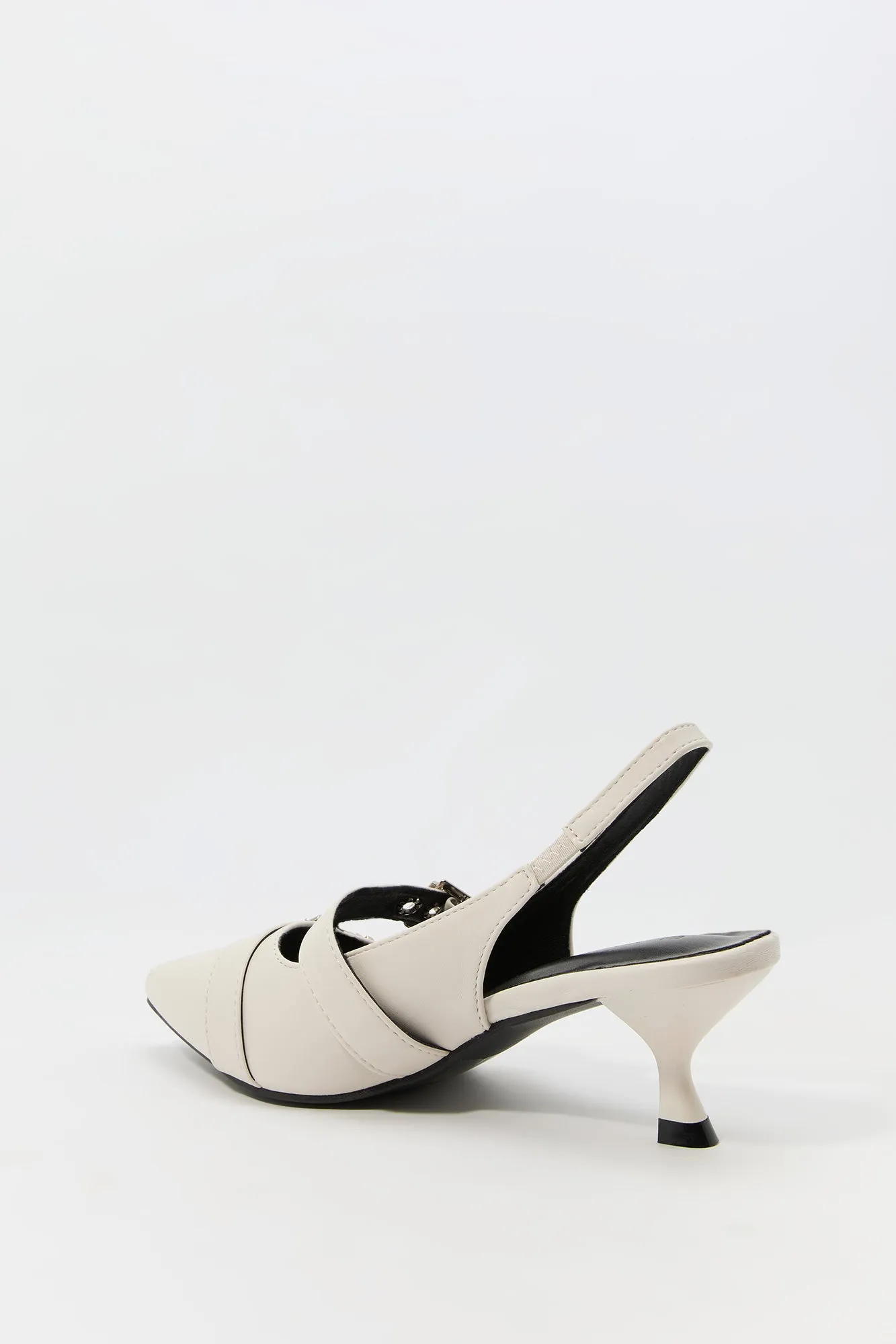 Faux Leather Buckled Slingback Kitten Heel sold by Urban Planet product image thumbnail 4