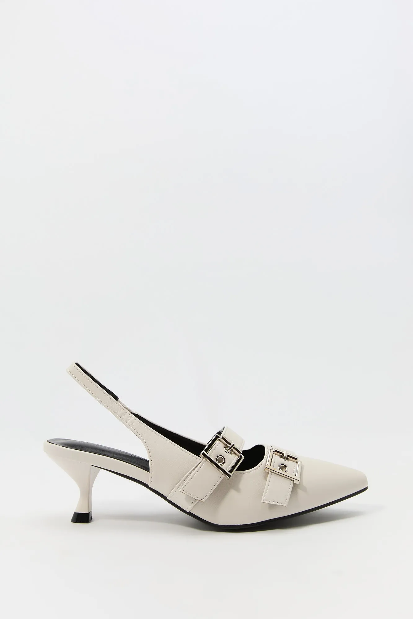 Faux Leather Buckled Slingback Kitten Heel sold by Urban Planet product image thumbnail 2