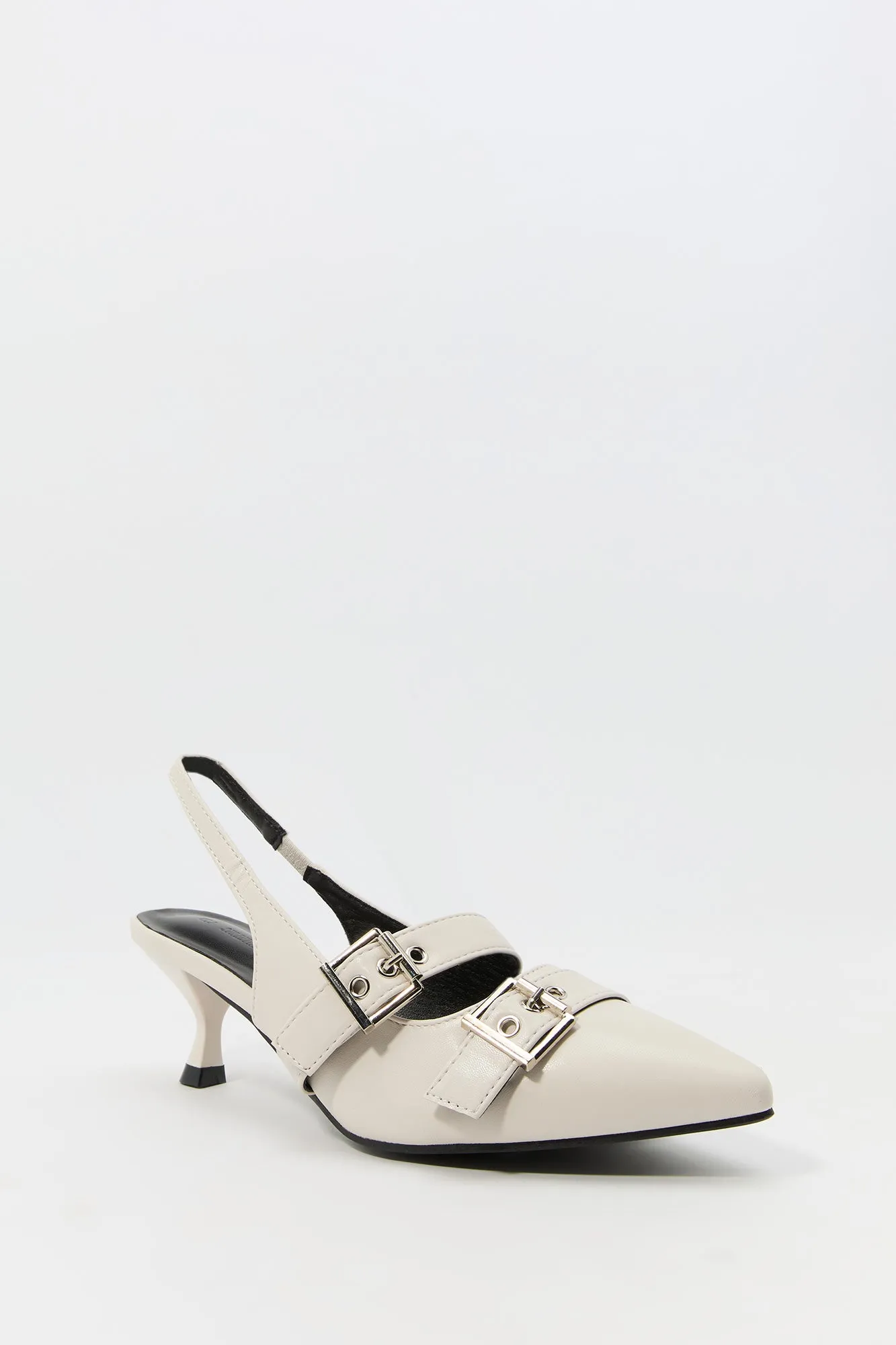 Faux Leather Buckled Slingback Kitten Heel sold by Urban Planet product image thumbnail 3